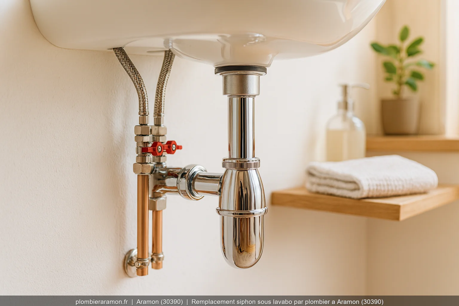 Remplacement siphon sous lavabo par plombier a Aramon (30390)